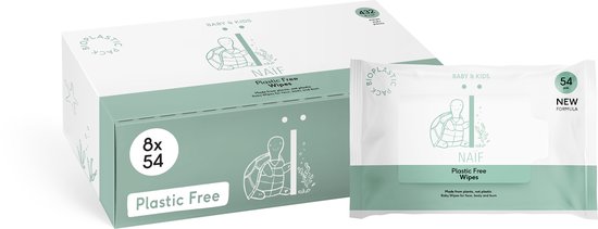 Naïf Plasticvrije Billendoekjes - Voordeelverpakking Box 8 Stuks - 54 doekjes per pak - met Natuurlijke Ingrediënten
