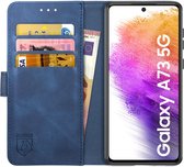 Rosso Element Book Case Wallet Hoesje Geschikt voor Samsung Galaxy A73 | Portemonnee | 3 Pasjes | Magneetsluiting | Stand Functie | Blauw