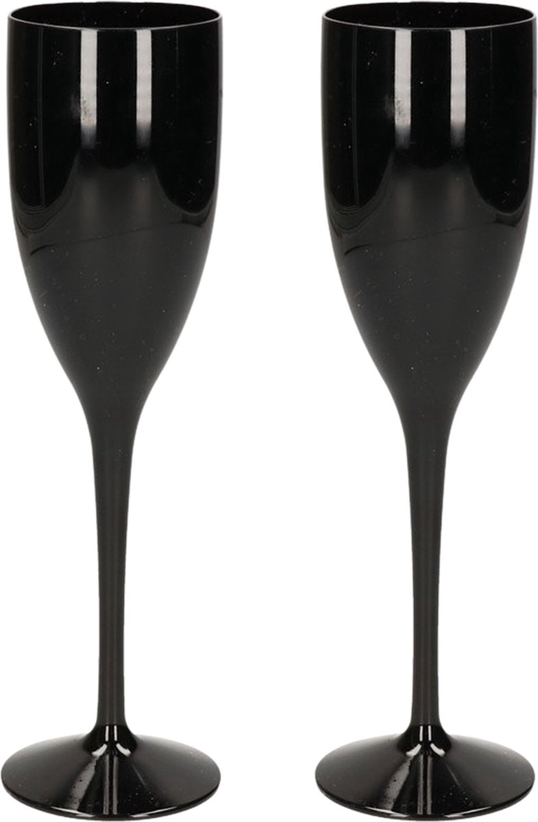 Champagneglas 150ml - Onbreekbaar Kunststof - Zwart - 2 Stuks