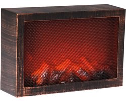 Sfeerhaard/ openhaard - zwart - LED verlichting - L30,5 x B9,5 x H21 cm