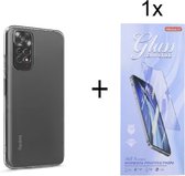 Hoesje Geschikt voor: Xiaomi Redmi Note 11 5G / 11S 5G Silicone Transparant + 1X Tempered Glass Screenprotector - ZT Accessoires