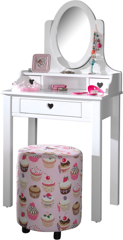 Coiffeuse Beatrice, Blanc, 100 cm, Vicco