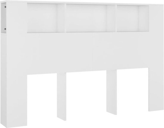 vidaXL Tête de lit 160x18,5x104,5 cm - Tête de lit Wit - Têtes de lit - Tête de lit - Décoration de chambre - Tête de lit en bois - Tête de lit moderne - Espace de rangement