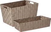 Kast/badkamer opbergmandjes set van 5x stuks beige in 2 formaten 34 x 21 x 8.5 cm en 35 x 25 x 20 cm