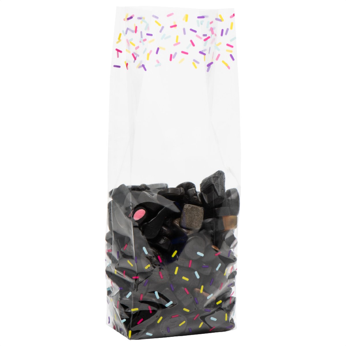 100x Blokbodemzakjes Transparant Bedrukt 'Feest' 100 + 60 x 280 mm Polypropyleen Recyclebaar Traktatiezakjes Luxe Uitstraling - Bedrukte Blokbodem Zakjes - Duurzaam - Voedselveilig - Cellofaanzakjes - Uitdeelzakjes - Cadeauzakjes