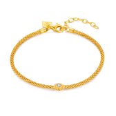 Bracelet Twice As Nice en argent doré, fleur avec cristal, chaîne serpent 16 cm+3 cm