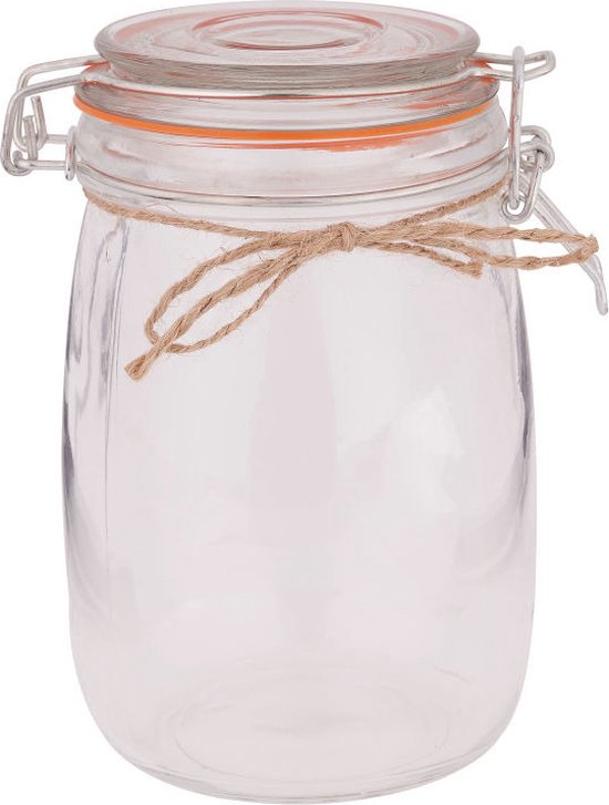 Le bocal de Verres 4x / bocaux avec bague de caoutchouc rouge, le Bocaux à conserves et clip de fermeture - bocaux - bocaux - boîtes de Bidons alimentaires