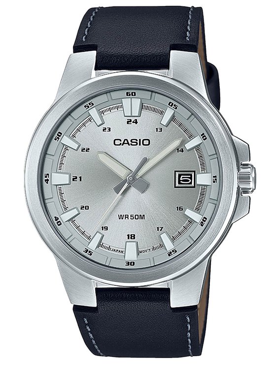 Casio Casio Collection MTP-E173L-7AVEF Horloge - Leer - Zwart - Ø 41 mm