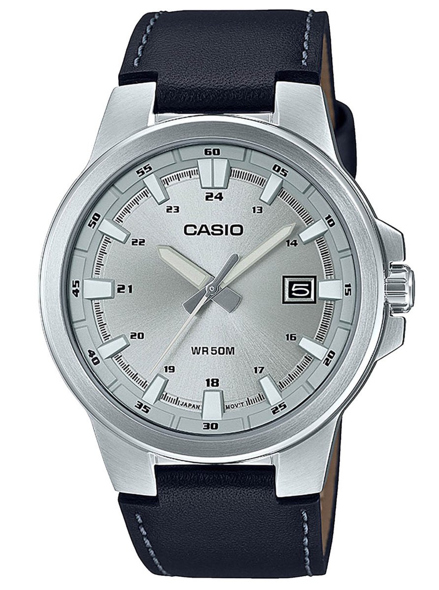 Casio Casio Collection MTP-E173L-7AVEF Horloge - Leer - Zwart - Ø 41 mm