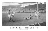 Walljar - Poster Ajax met lijst - Voetbal - Amsterdam - Eredivisie - Zwart wit - AFC Ajax - Willem II '52 - 13 x 18 cm - Zwart wit poster met lijst