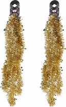 3x Gouden folie slingers/guirlandes met sterren 200 cm - Kerstslingers - Kerstboomversiering goud