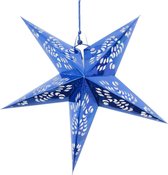 Décoration lanterne étoile bleue 60 cm