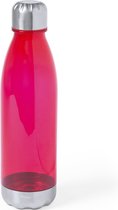 Kunststof waterfles/drinkfles transparant rood met RVS dop 700 ml - Sportfles - Bidon