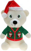Pluche witte beer knuffel 30 cm knuffelbeer - Kerstknuffels/kerstknuffeltjes -  pluche witte beren knuffel voor kinderen