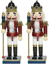 2x stuks kerstbeeldjes houten notenkraker poppetjes/soldaten 25 cm kerstbeeldjes  - Kerstversiering/woondecoratie