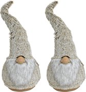 2x stuks pluche gnome/dwerg decoratie poppen/knuffels grijs 67 x 20 cm - Kerstgnomes/kerstdwergen/kerstkabouters