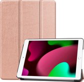 Hoes Geschikt voor iPad 10.2 2021 Hoes Tri-fold Tablet Hoesje Case - Hoesje Geschikt voor iPad 9 Hoesje Hardcover Bookcase - Rosé goud