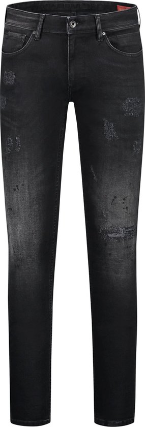 Purewhite - Jone Distressed Painted Heren Skinny Fit Jeans - Grijs - Maat 26