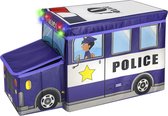 KAP - Stuk speelgoeddoos voor jongens - Toy Chest - Politieauto speelgoedkist - Oplichtende Stuk speelgoeddoos - Opvouwbare Opbergmand/Organisator - Goed voor het opslaan van boeken, speelgoed, opgezette dieren en kleine spelletjes