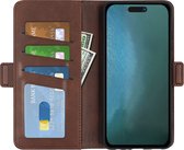 Mobiq - PU Lederen Wallet Hoesje met Sluiting iPhone 14 Pro - donkerbruin