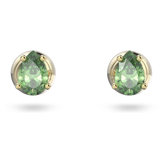 Swarovski 5639120 oorbellen / stud in geelgoud platen met groen peervormige Swarovski kristal