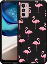 Motorola Moto G42 Hoesje Zwart Flamingo - Designed by Cazy