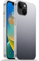 Geschikt voorApple Iphone 14 - Softcase hoesje - Aluminium print - Metaal - Grijs - Siliconen Telefoonhoesje