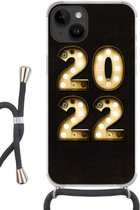 Geschikt voorApple Iphone 14 - Crossbody Case - Oudejaarsavond - Nieuwjaar - 2022 - Siliconen - Crossbody - Backcover met Koord - Telefoonhoesje met koord - Hoesje met touw