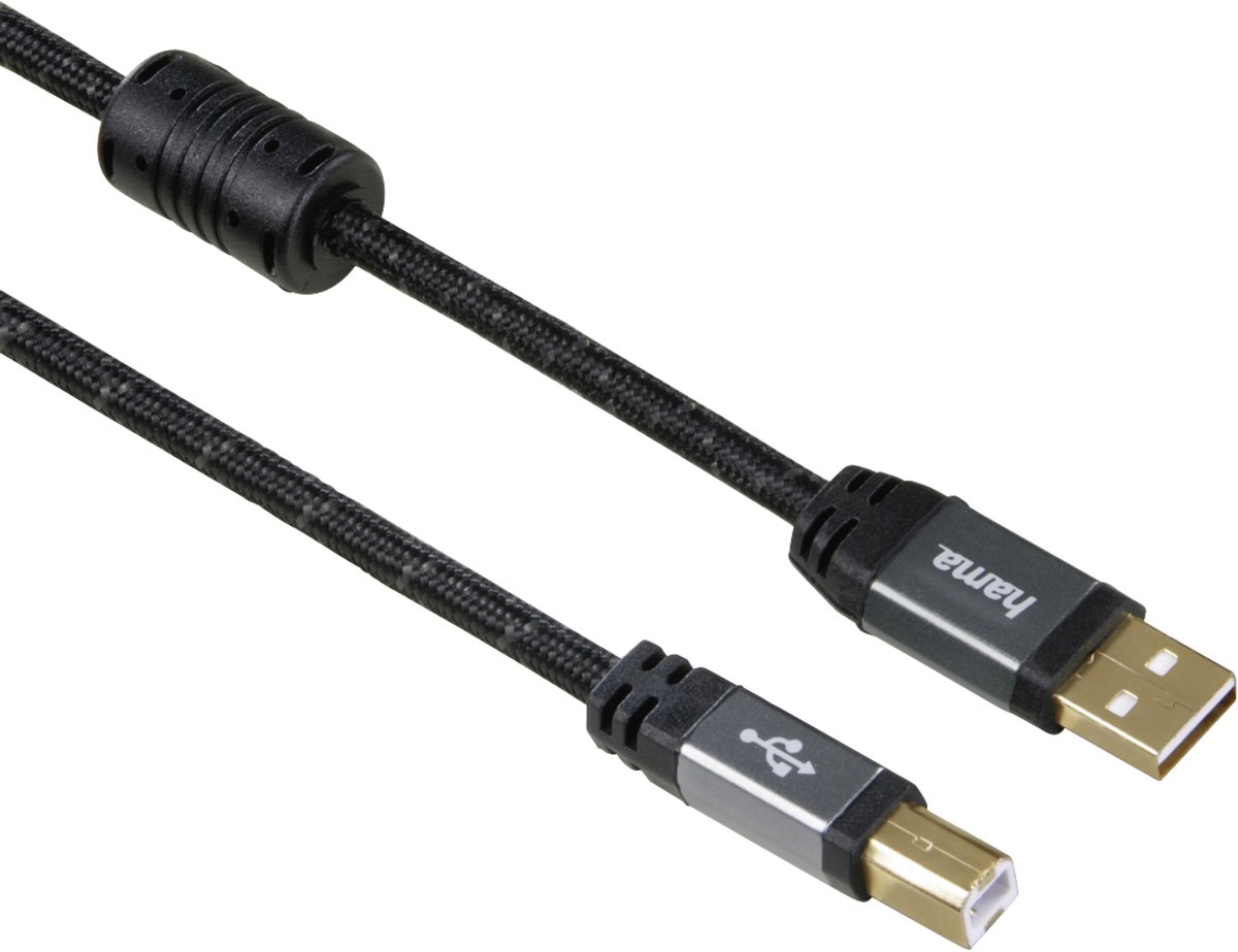 Hama 00125200 USB-kabel USB 2.0 1,8 m USB B USB A Zwart