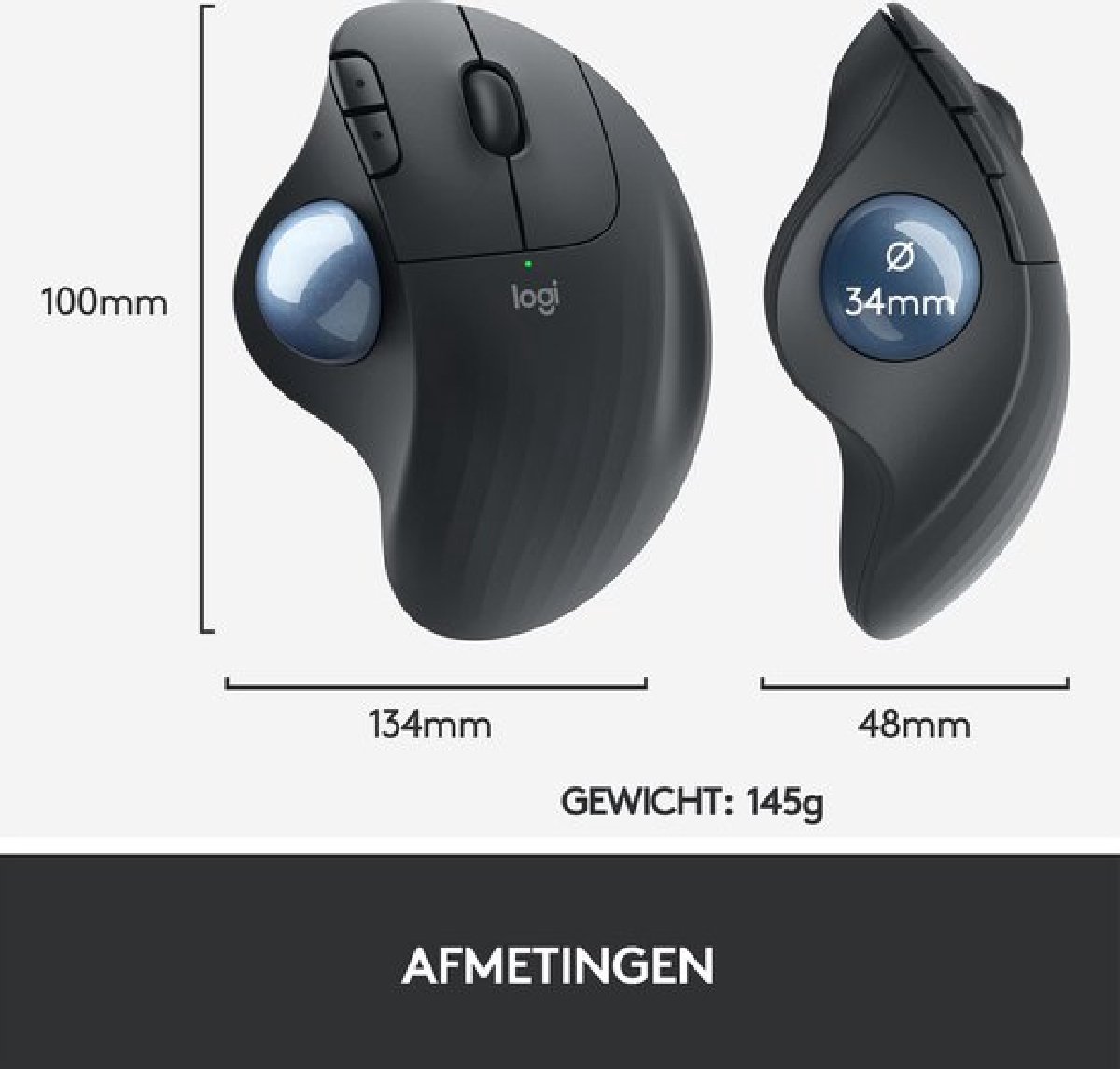 Logitech M575 ERGO Draadloze Trackball Muis Graphite