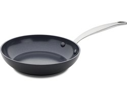 Greenpan Barcelona Aluminium Koekenpan Ø 30 cm – PFAS-vrij – Inductie Koekenpan – Ovenbestendig tot 220°C – Vaatwasserbestendig – Snelle opwarming – RVS handgrepen - Zwart