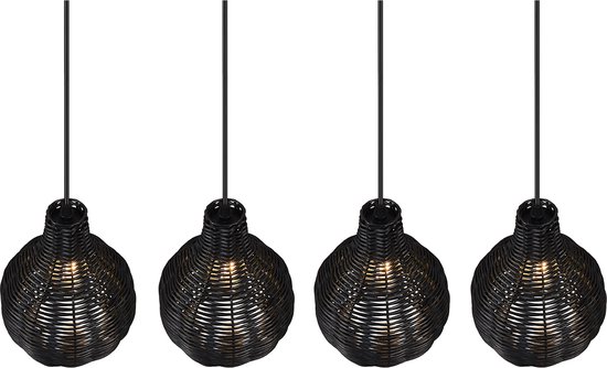 Scandinavische hanglamp in de vorm van een hoed van hout en metaal