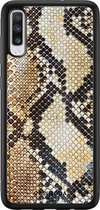 Casimoda® hoesje - Geschikt voor Samsung Galaxy A70 - Snake / Slangenprint bruin - Zwart TPU Backcover - Slangenprint - Bruin/beige