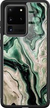 Casimoda® hoesje - Geschikt voor Samsung Galaxy S20 Ultra - Groen marmer / Marble - Luxe Hard Case Zwart - Backcover telefoonhoesje - Groen