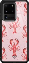 Casimoda® hoesje - Geschikt voor Samsung Galaxy S20 Ultra - Lobster All The Way - Luxe Hard Case Zwart - Backcover telefoonhoesje - Roze