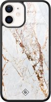 Casimoda® hoesje - Geschikt voor iPhone 12 Mini - Marmer Goud - Luxe Hard Case Zwart - Backcover telefoonhoesje - Goudkleurig