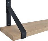 GoudmetHout Massief Eiken Wandplank - 40x20 cm - Industriële Plankdragers  - Staal - Mat Zwart