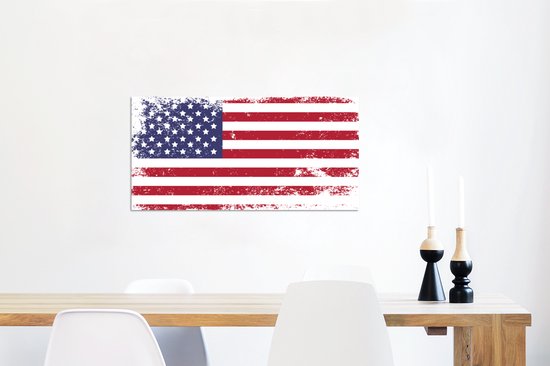 Décoration murale Métal - Peinture Aluminium Industrielle - Drapeau - Vintage - Amérique - 120x60 cm - Dibond - Photo sur aluminium - Décoration murale industrielle - Pour le salon / chambre