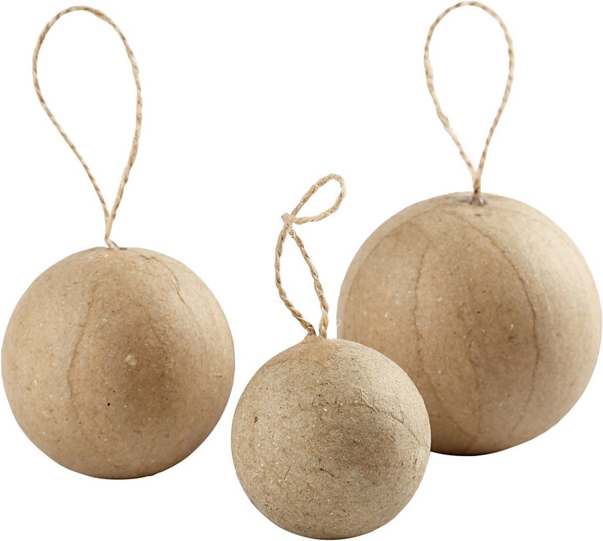 Hobby/DIY Kerstballen - 18x - aan touwtje - papier mache 4-5-6 cm