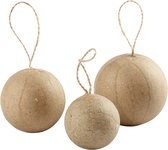 18x boules de Noël en papier mâché de bricolage / DIY sur ficelle - Fabrication de Boules de Noël - Matériaux de base pour l'artisanat / matériaux de loisirs