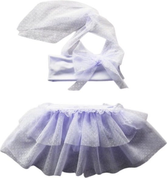 Maat 104 Bikini zwemkleding wit stippen print tulle rok badkleding voor baby en kind zwem kleding witte tule