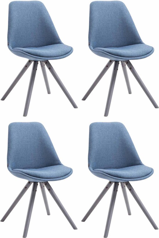 CLP Toulouse Set van 4 stoelen - Rond - Stof blauw grijs