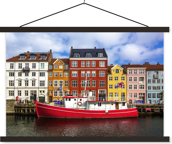 voorstel Schuldig Badkamer Posterhanger incl. Poster - Schoolplaat - Een rode boot bij Nyhavn -  150x100 cm -... | bol.com