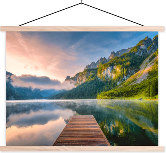 Porte-affiche avec affiche 150x113 cm - Affiche scolaire - Lever de soleil impressionnant dans les montagnes d'Autriche - Affiche textile - Lattes vierges