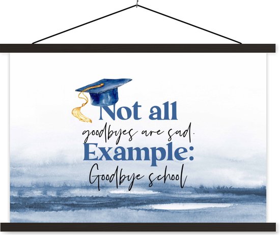 Porte-affiche avec affiche - Affiche scolaire - Diplômé - École - Étudiants - Citations - 150x100 cm - Lattes noires