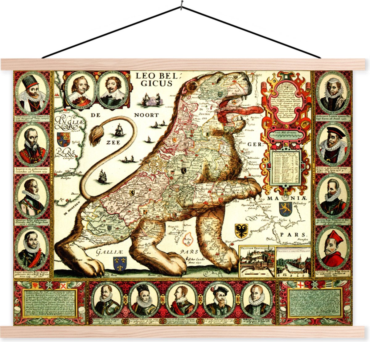 Esque - Poster In Posterhanger - Historische Oude Kaart Zwolle - 50x70