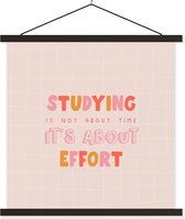 Porte-affiche avec affiche - Affiche scolaire - Citation - Étudiants - Temps - 40x40 cm - Lattes noires