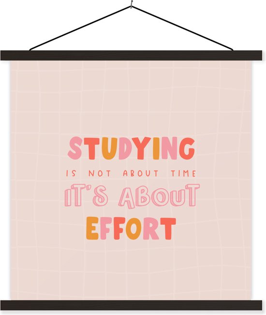 Porte-affiche avec affiche - Affiche scolaire - Citation - Étudiants - Temps - 40x40 cm - Lattes noires