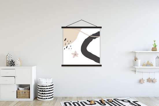 Porte-affiche avec affiche - Affiche scolaire - Été - Abstrait - Étoile - 120x120 cm - Lattes noires