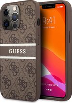 Guess hoesje voor iPhone 13 Pro Max - Hardcase Backcover - 4G - Brown Stripe - Bruin